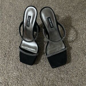 Black with silver accents  sandal heels